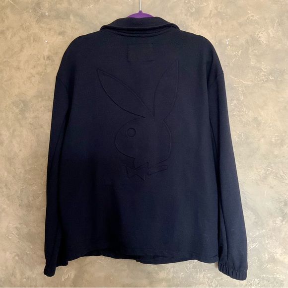 Playboy Embossed Oversized Snap Front Sweater Jacket Shacket - Picture 5 of 8